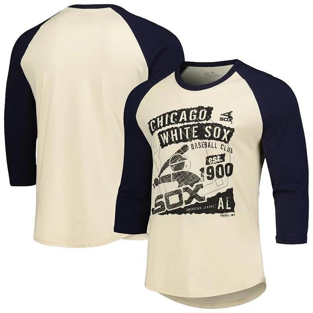 Mens Majestic Threads Cream/Navy Chicago White Sox Raglan 3/4-Sleeve T-Shirt Product Image