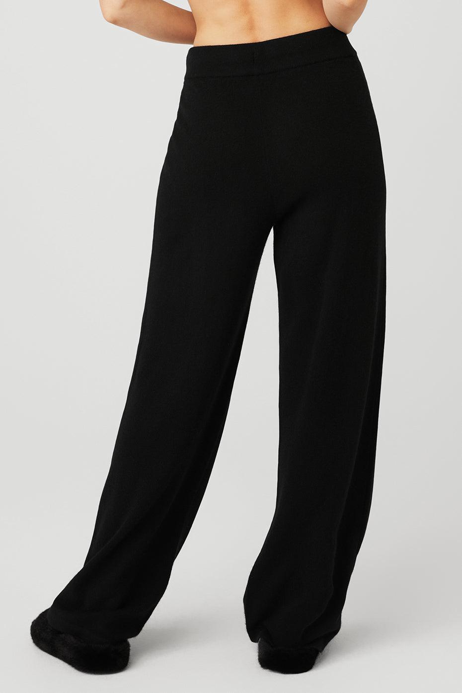 Cashmere High-Waist Jet Set Wide Leg Pant - Black Product Image