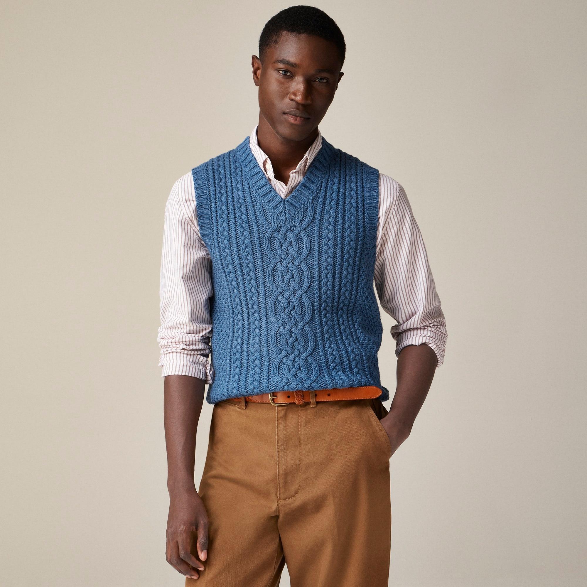 Cotton fisherman cable-knit sweater-vest Product Image