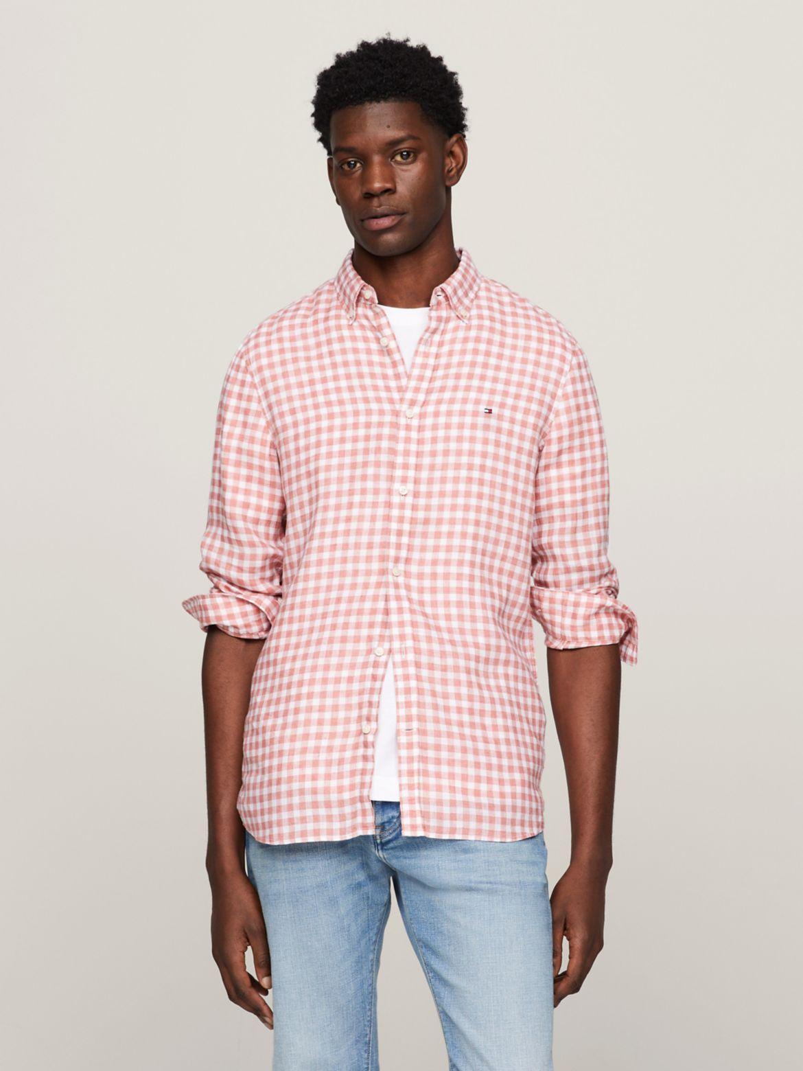 Tommy Hilfiger Men's Slim Fit Linen Gingham Shirt Product Image