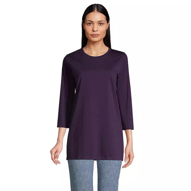 Petite Lands End 3/4-Sleeve Supima Cotton Crewneck Tunic, Womens Product Image