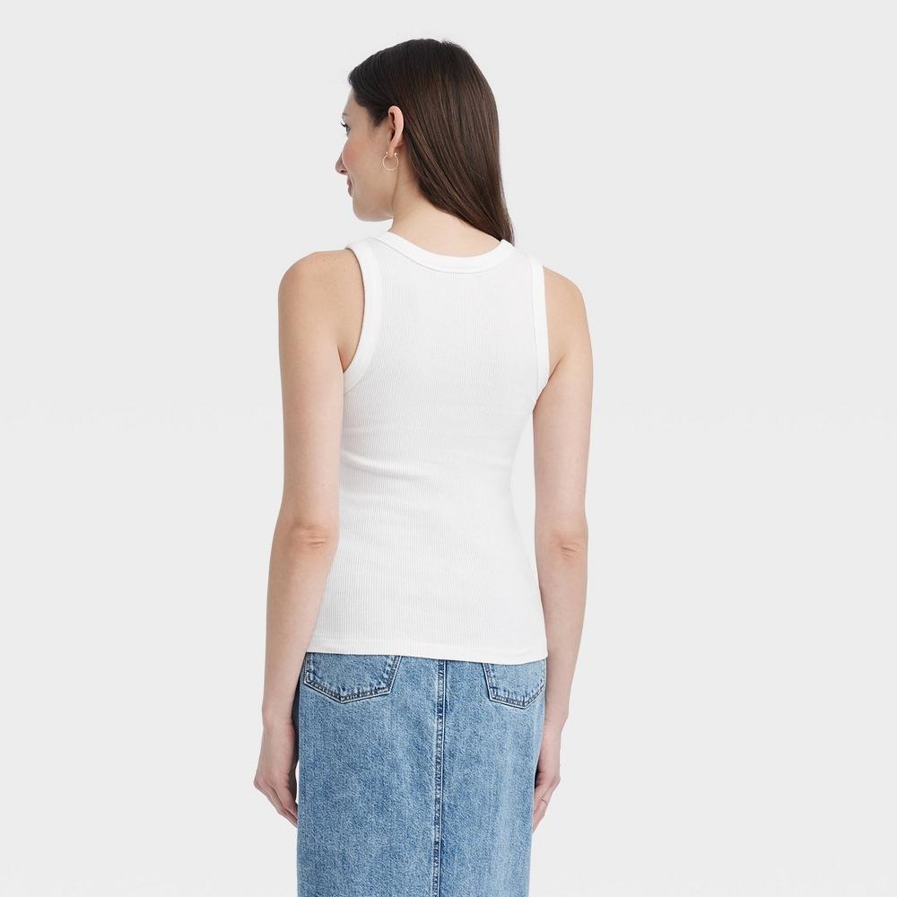 Womens 90s Ribbed Tank Top - Universal Thread White L Product Image