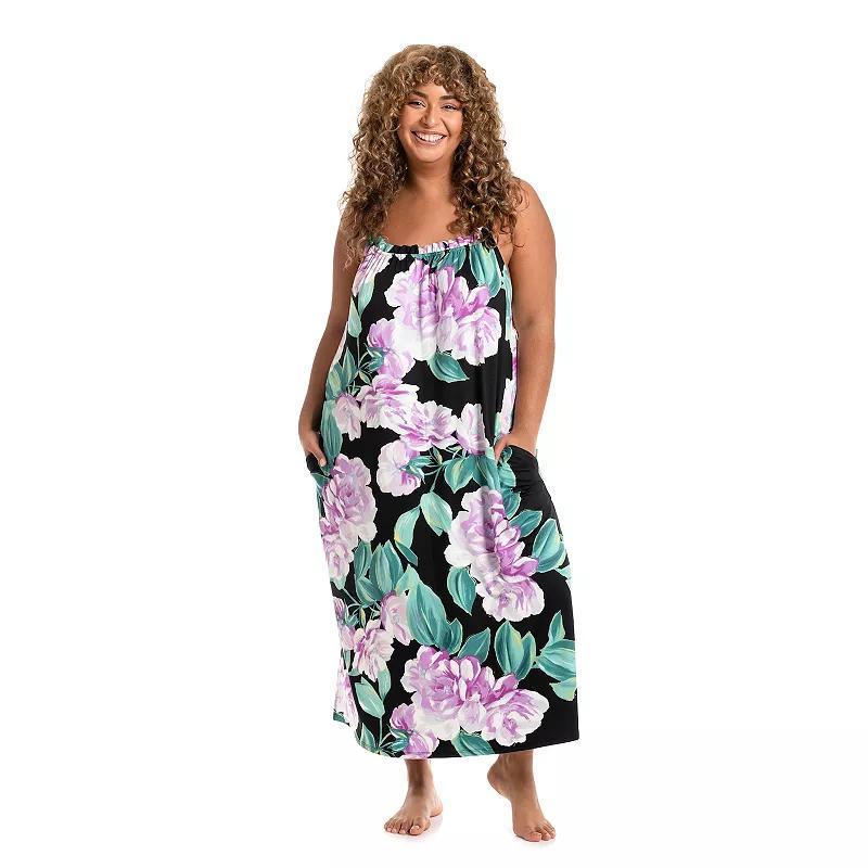 Plus Size Lilac+London Printed Ruffle Detailed Nightgown, Womens Product Image