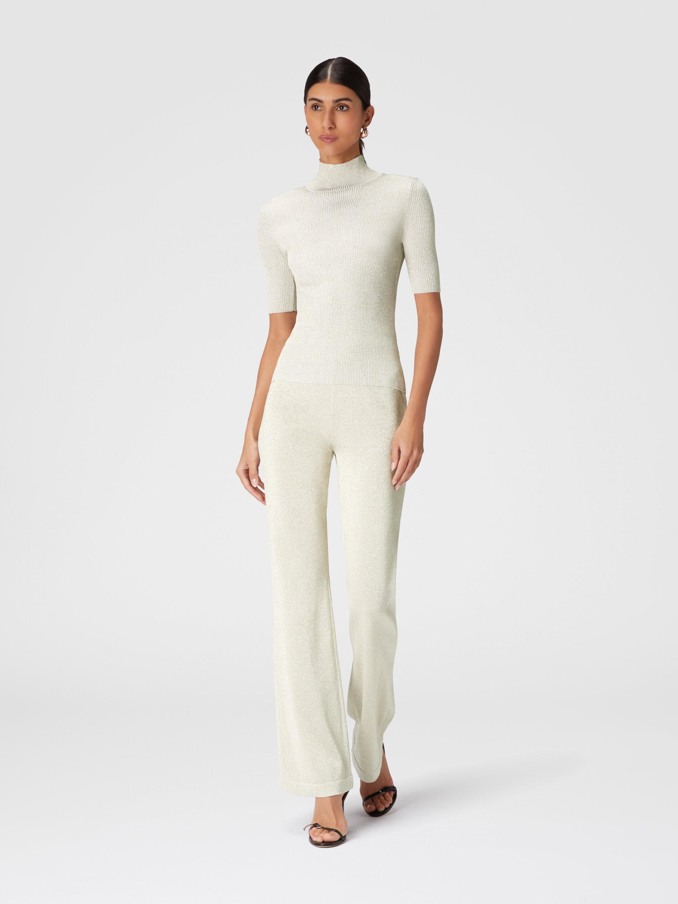 Short-sleeved turtleneck in glitter-effect viscose Product Image