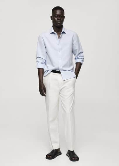 Classic-fit linen-blend shirt - Men | MANGO USA Product Image