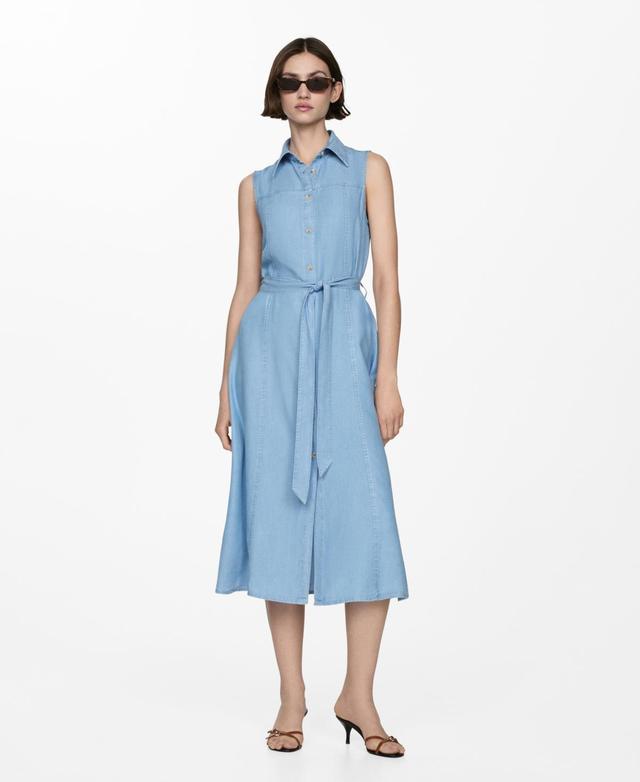 Mango Womens Bow Detail Lyocell Shirt Dress Product Image