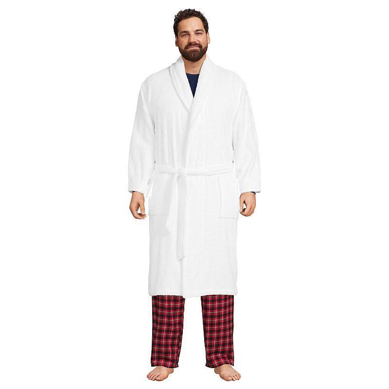 Big & Tall Lands End Calf-Length Turkish Terry Robe, Mens Rich Red Product Image