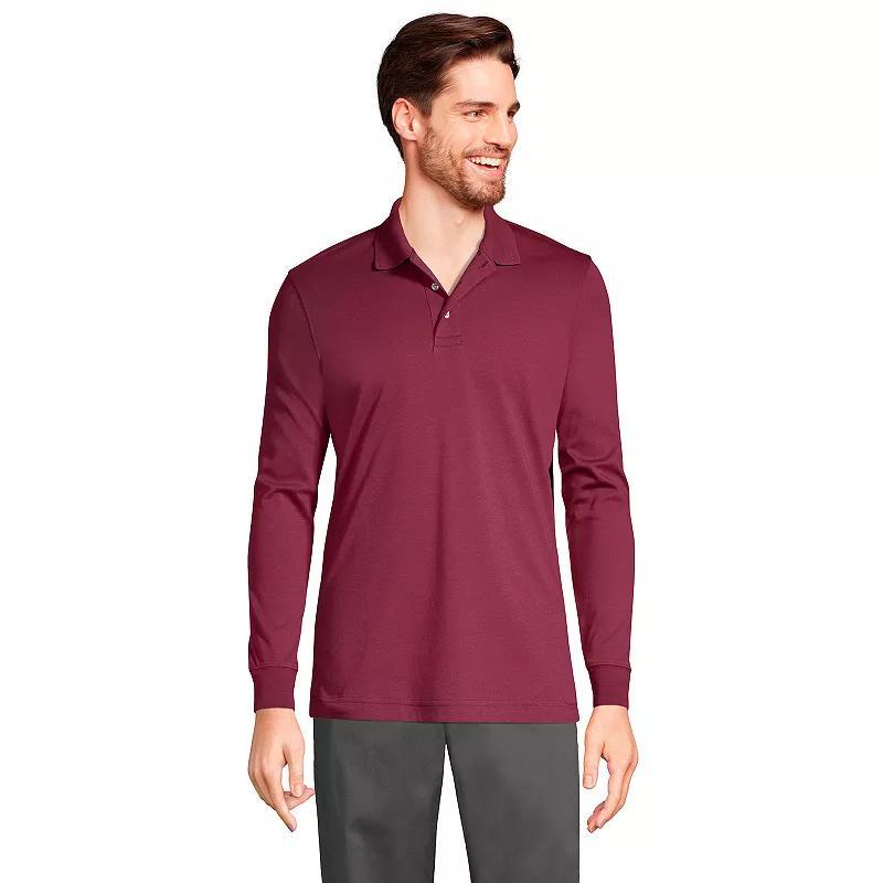 Mens Lands End Long Sleeve Interlock Polo Shirt, Mens Product Image