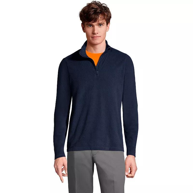 Lands End School Uniform Mens Lightweight Fleece Quarter Zip Pullover Jacket Product Image