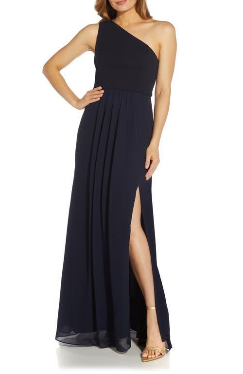 Adrianna Papell One Shoulder Sleeveless Chiffon Gown Product Image