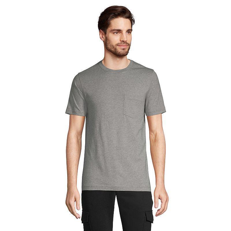 Mens Lands End Supima Pocket Tee Light Gray Grey Product Image