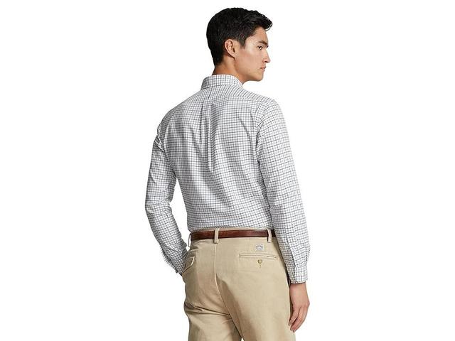 Polo Ralph Lauren Classic Fit Tattersall Oxford Short Sleeve Shirt (Grey Heather/White) Men's Short Sleeve Knit Product Image