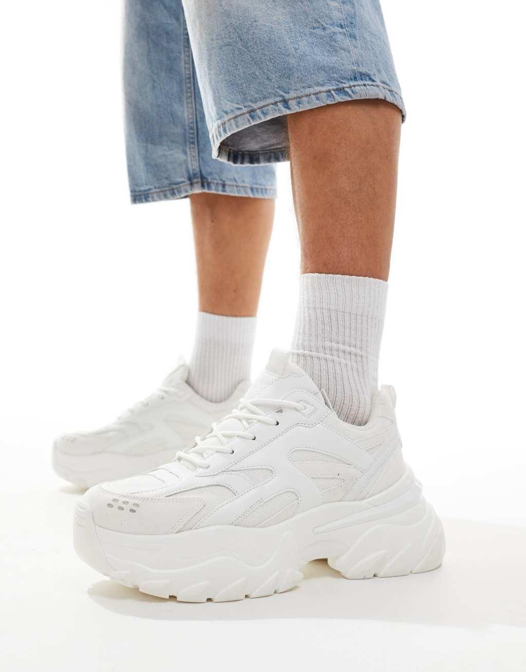 ASOS DESIGN chunky sneakers in white Product Image