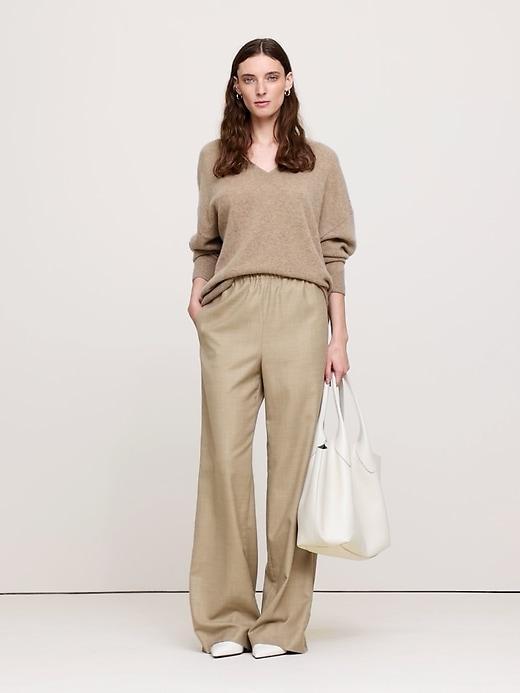 Wool Flannel Pull-On Wide-Leg Pant product image