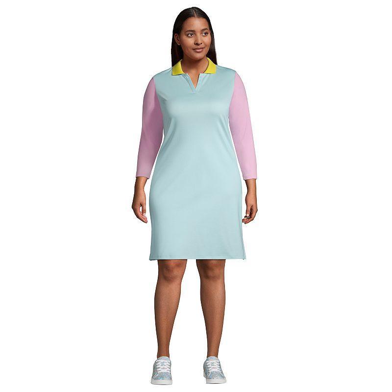 Plus Size Lands End Supima Cotton Polo Dress, Womens Dark Blue Product Image