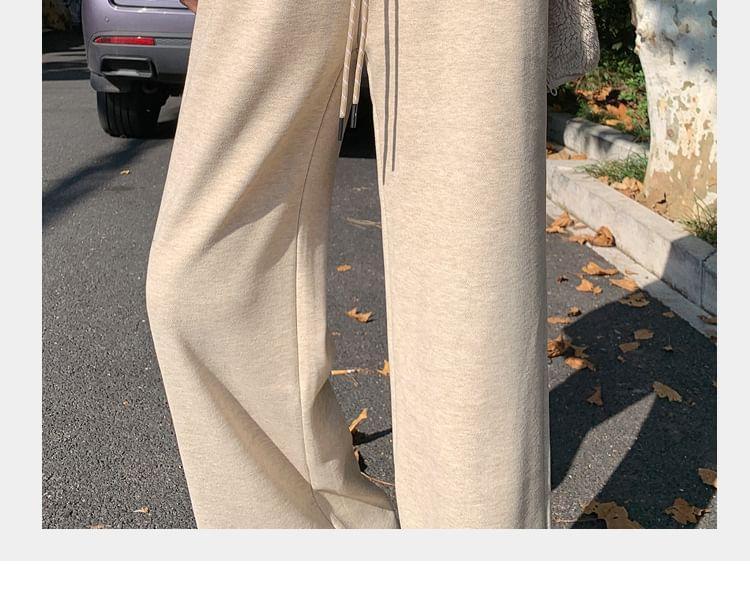 Drawstring Waist Plain Wide Leg Sweatpants Product Image