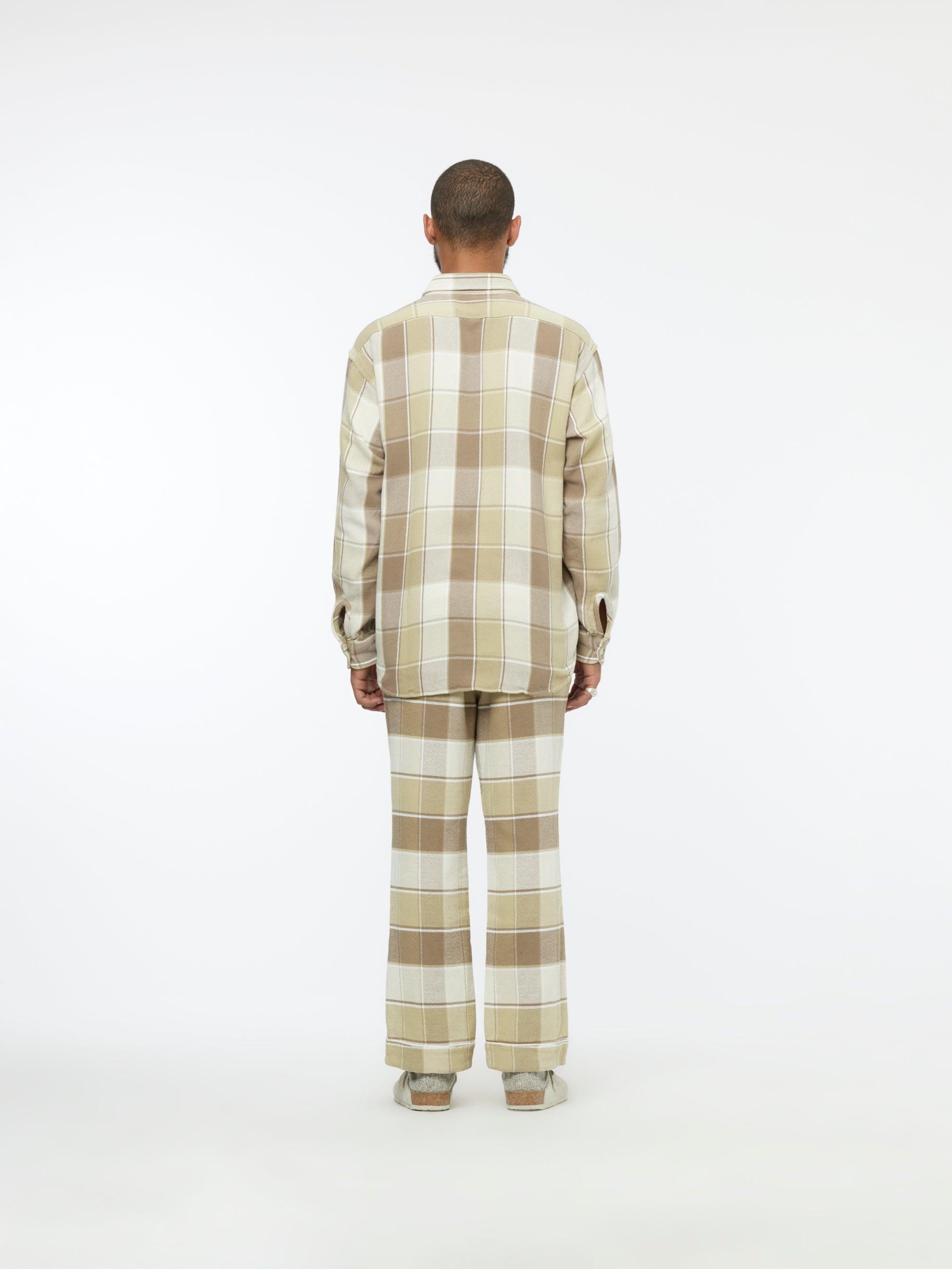 Checkered Pajama Shirt (Beige) Product Image