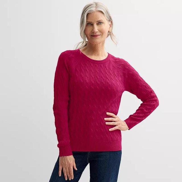 Petite Croft & Barrow The Extra Soft Cabled Crewneck Sweater, Womens Product Image