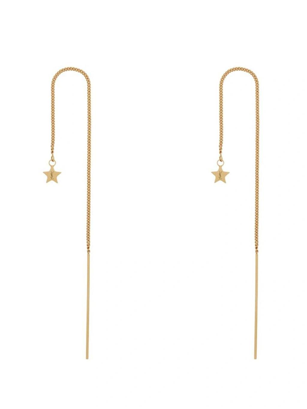 Logo Detailed Star Earrings In Gold Product Image