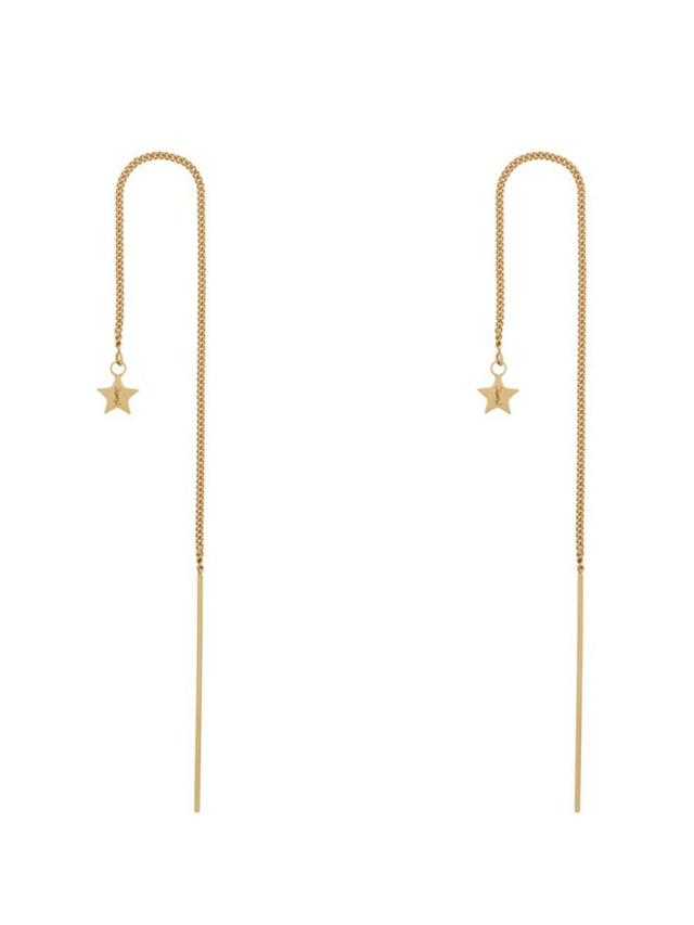 Logo Detailed Star Earrings In Gold Product Image