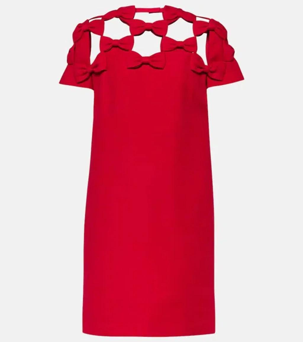 VALENTINO Bow-detail Crêpe Couture Minidress In Red product image