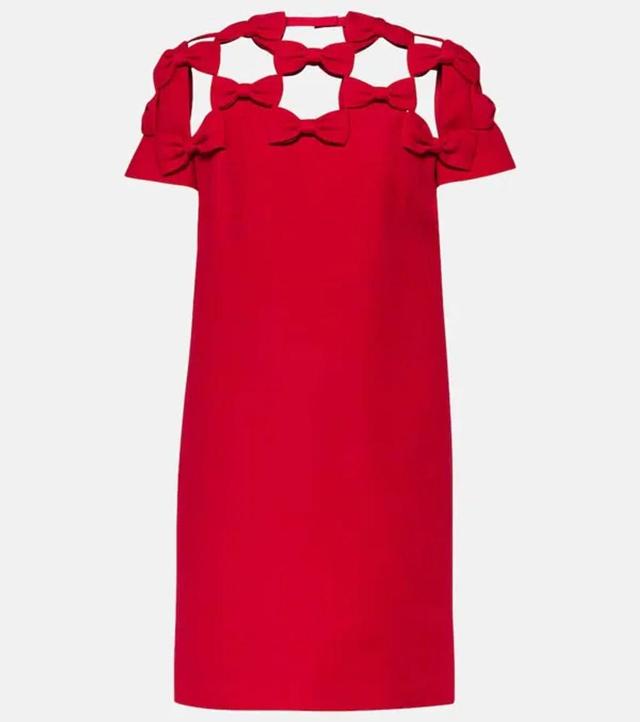 VALENTINO Bow-detail Crêpe Couture Minidress In Red Product Image