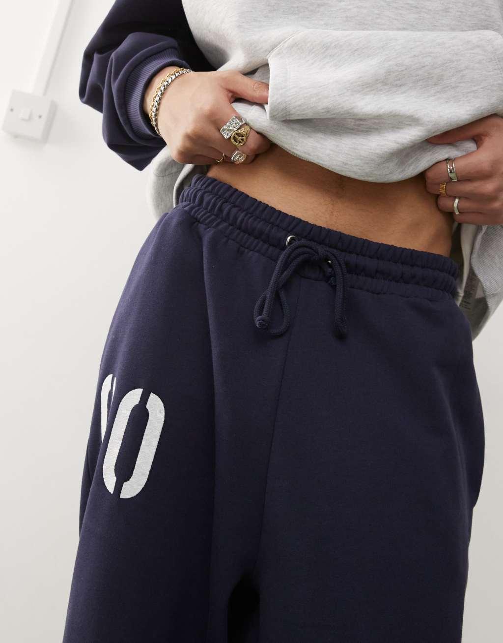 COLLUSION relaxed sweatpants with print in navy - part of a set Product Image