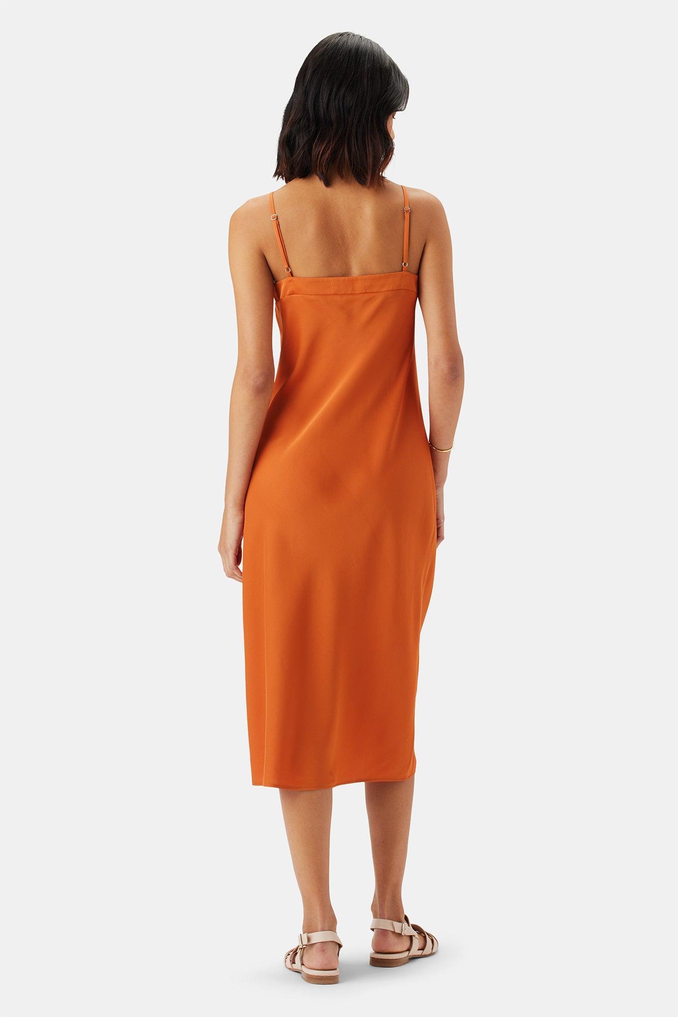 Briana Washable Silk Dress - Sunset Orange Product Image