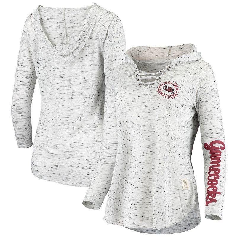 Womens Pressbox Gray South Carolina Gamecocks Space Dye Lace-Up V-Neck Long Sleeve T-Shirt Product Image