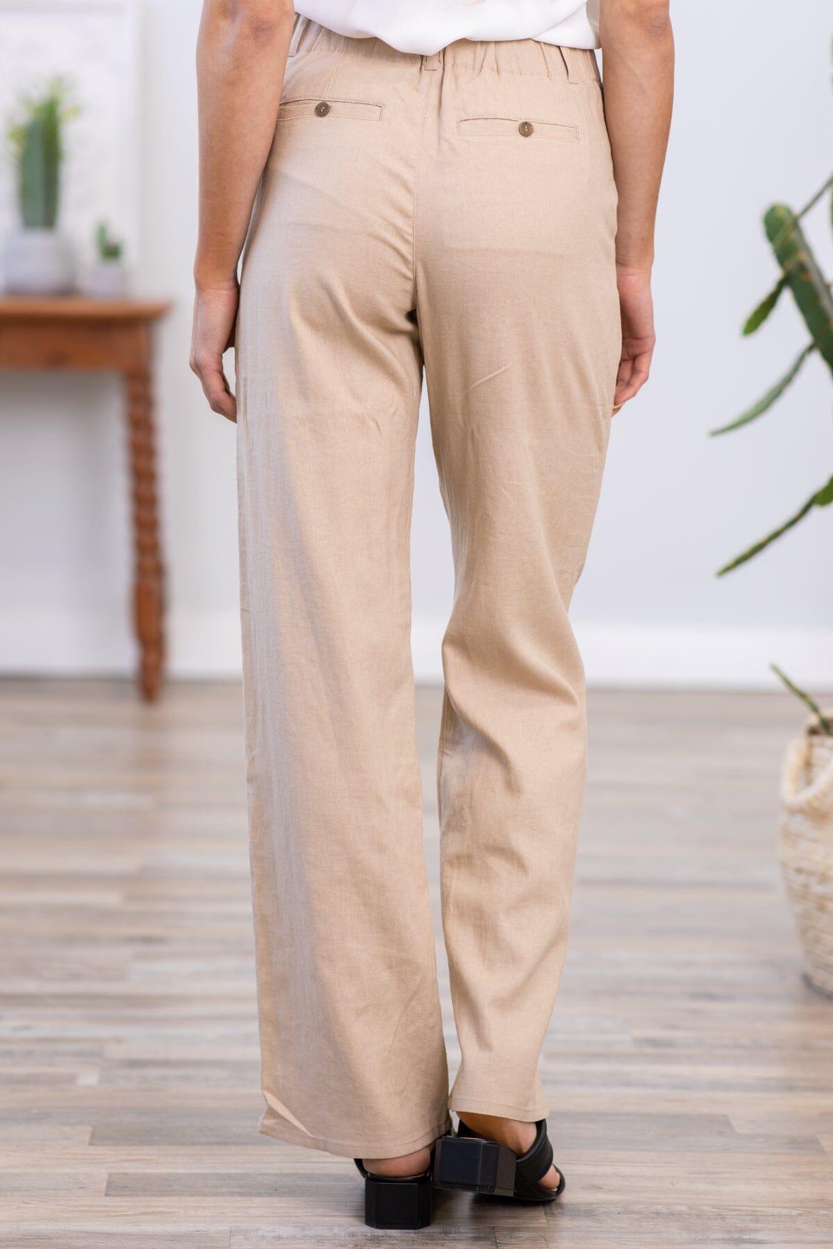 Tan Wide Leg Trouser Pants Product Image