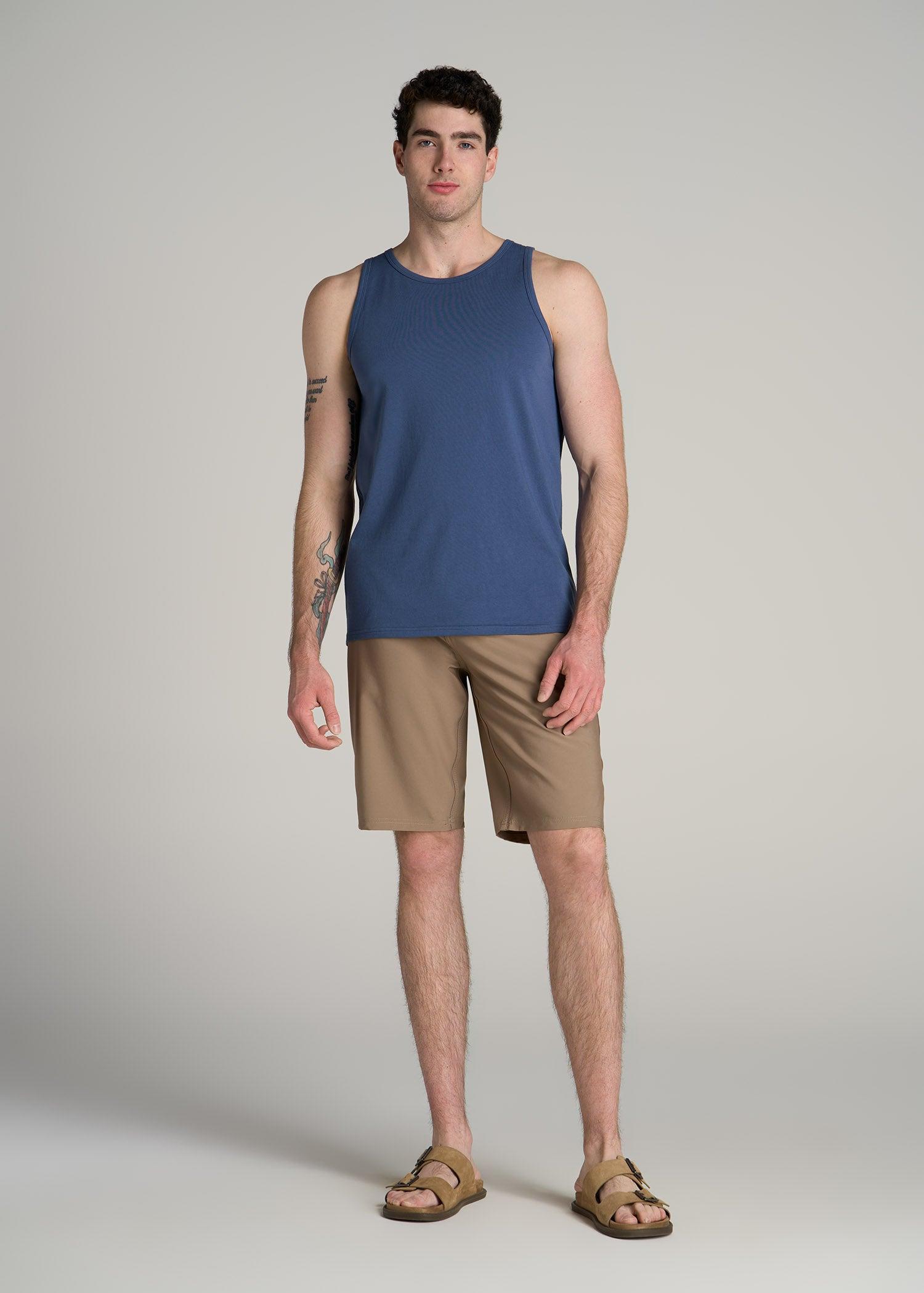 The Essentials: Men's Tall SLIM-FIT Beach Tank Top in Steel Blue Product Image