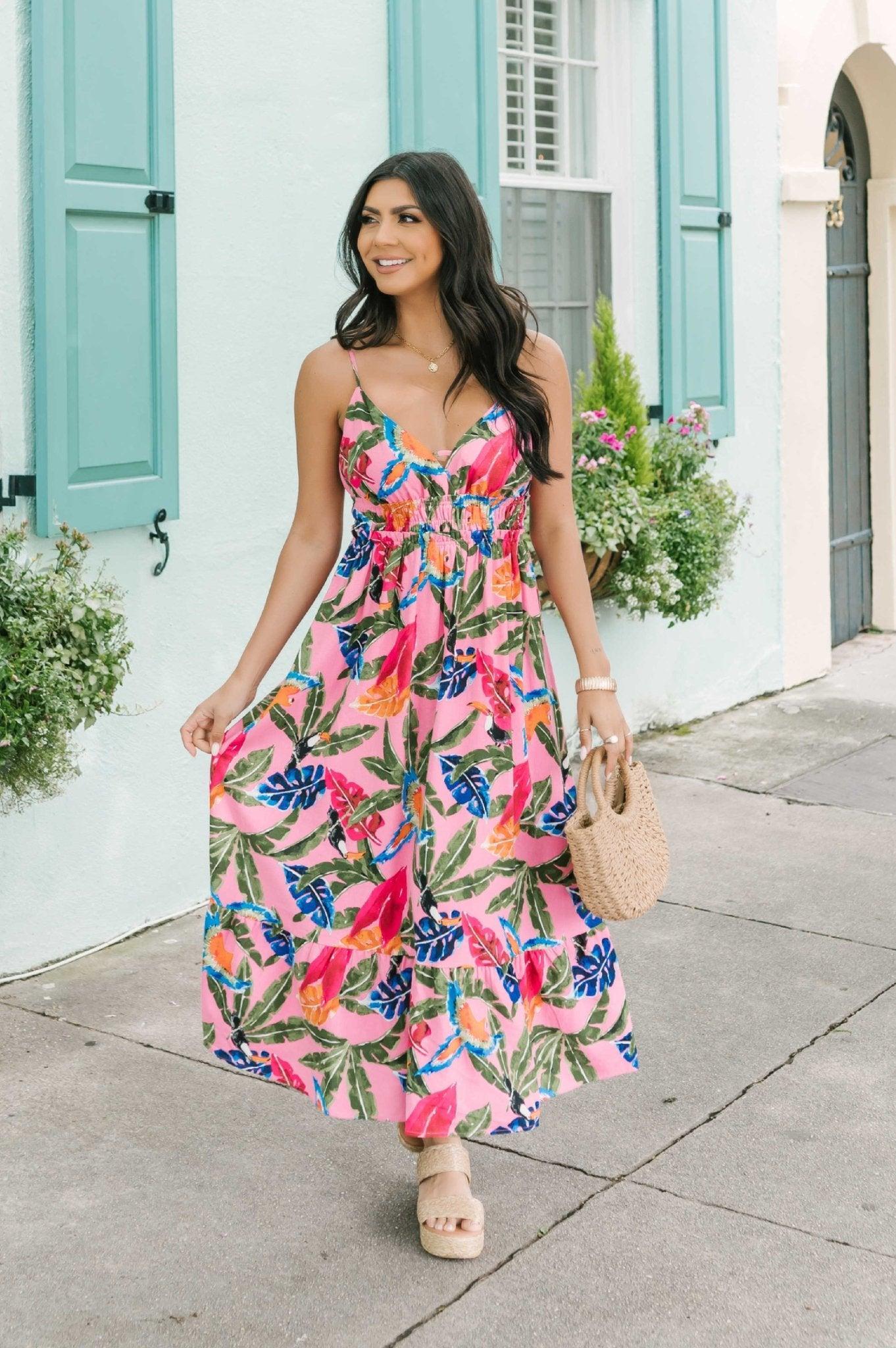 Pink Floral Print Midi Dress - FINAL SALE Product Image