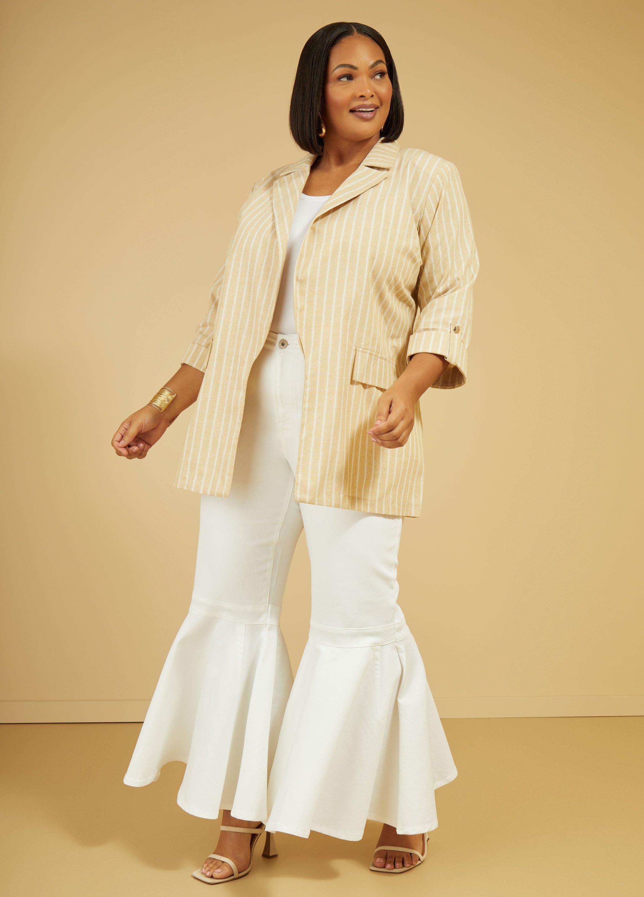 Plus Size Striped Boyfriend Blazer Ashley Stewart Product Image