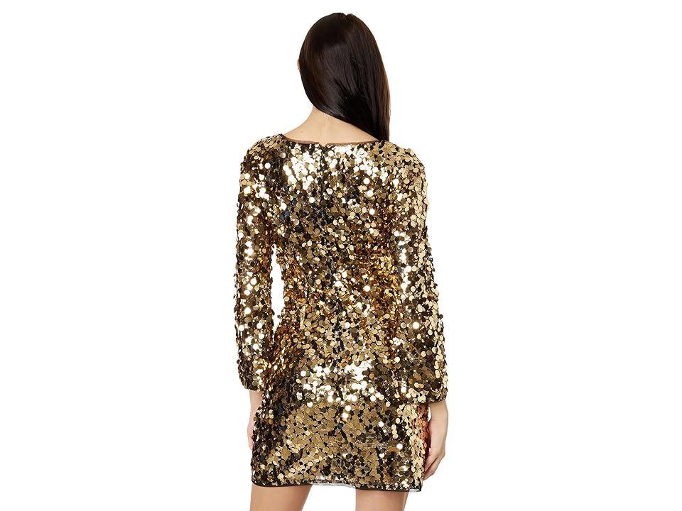 Adrianna Papell Sequin V-Neck Long Sleeve Sheath Dress Product Image