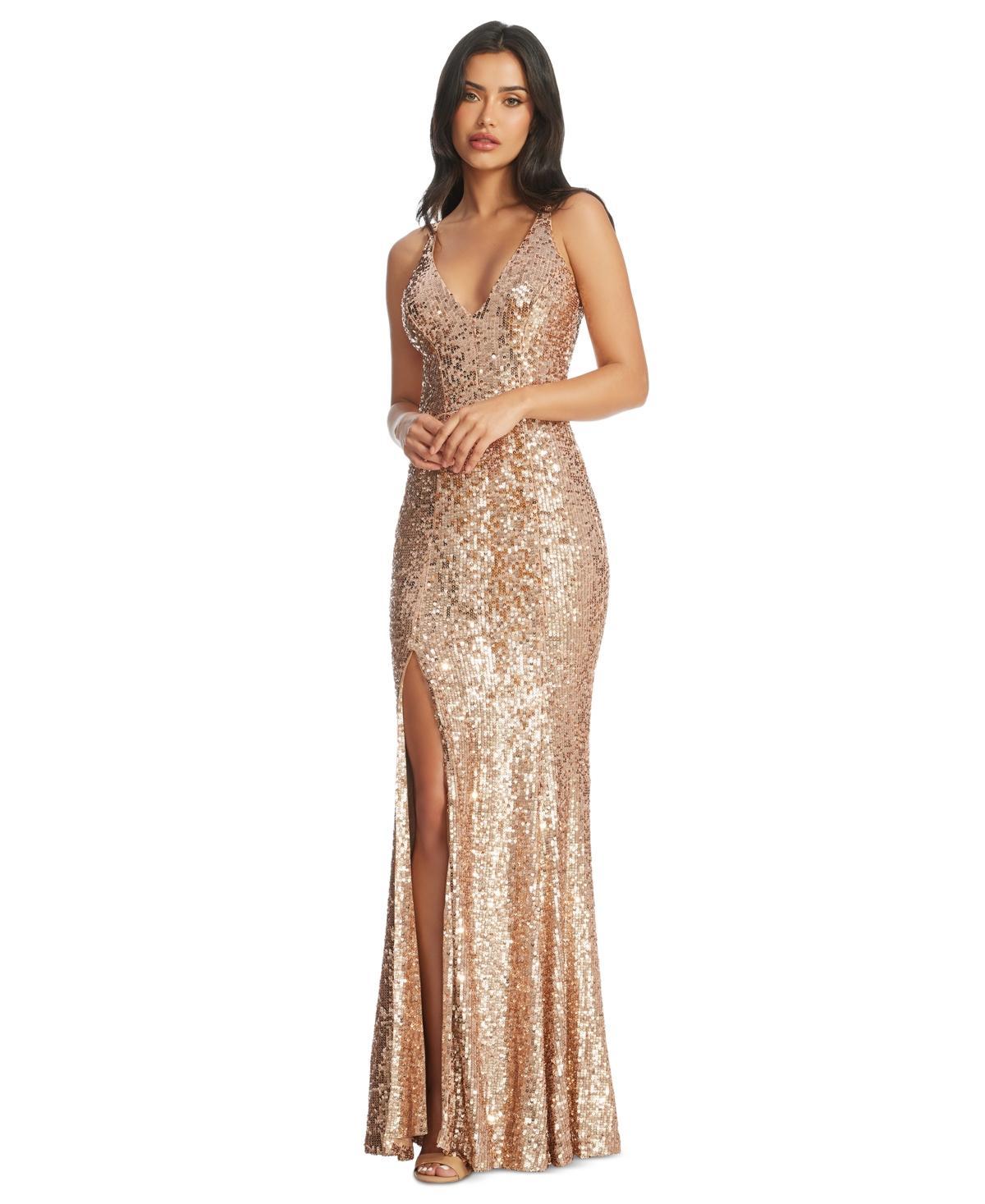 Dress the Population Womens Iris Sequined Side-Slit Gown Product Image