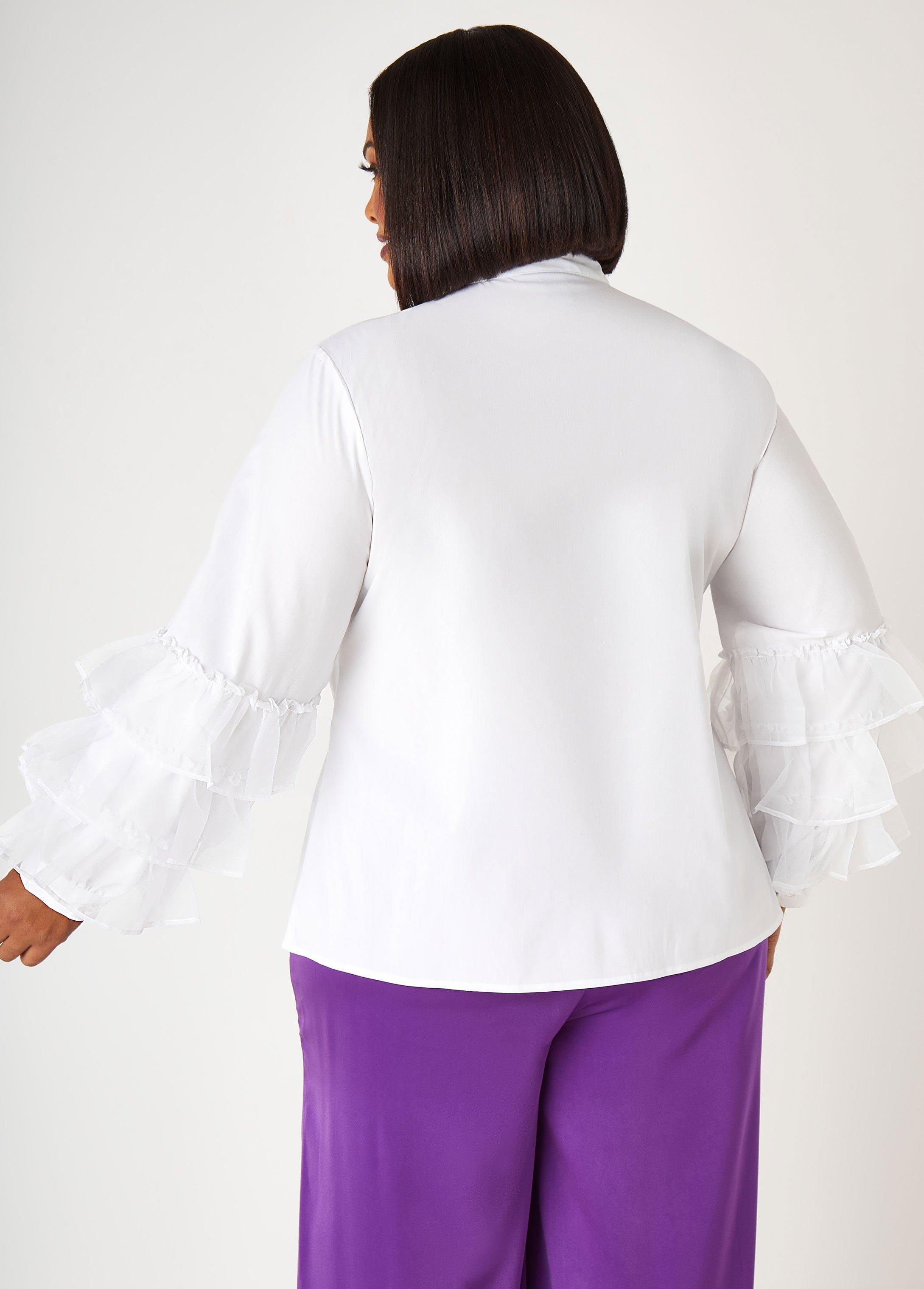 Ruffled Embellished Poplin Shirt Product Image