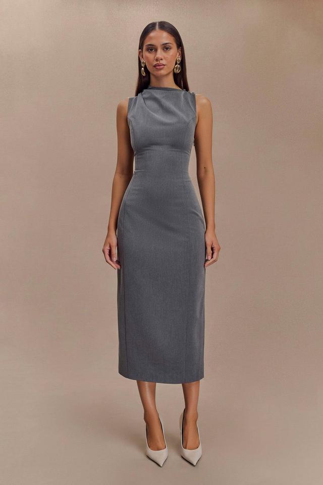 Taylor Draped Crepe Midi Dress - Charcoal Marle Product Image