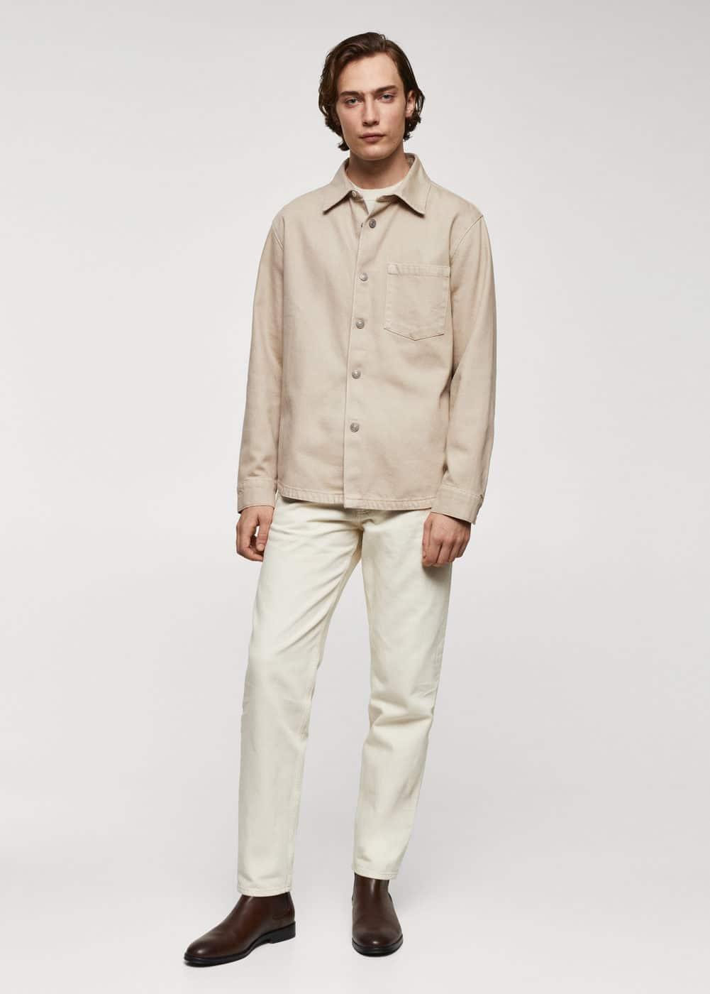 MANGO MAN - Pocket denim overshirt beigeMen Product Image