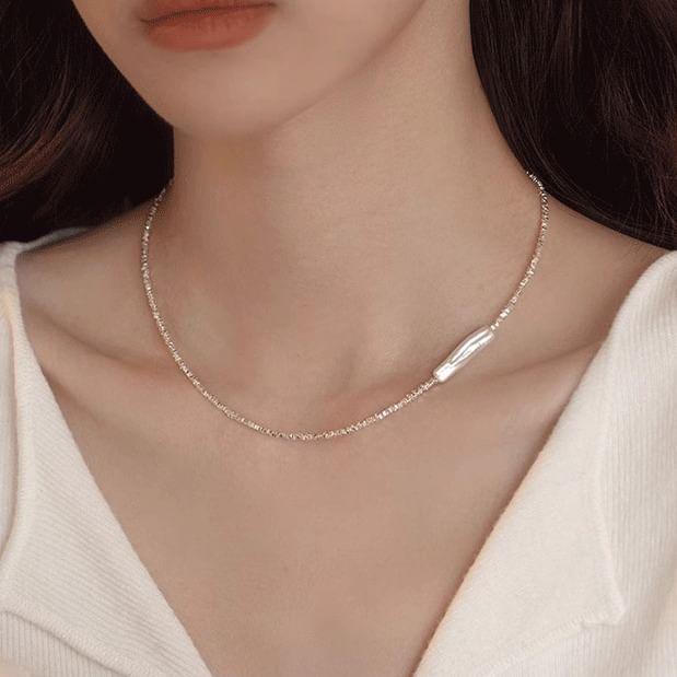 Sterling Silver Faux Pearl Necklace Product Image