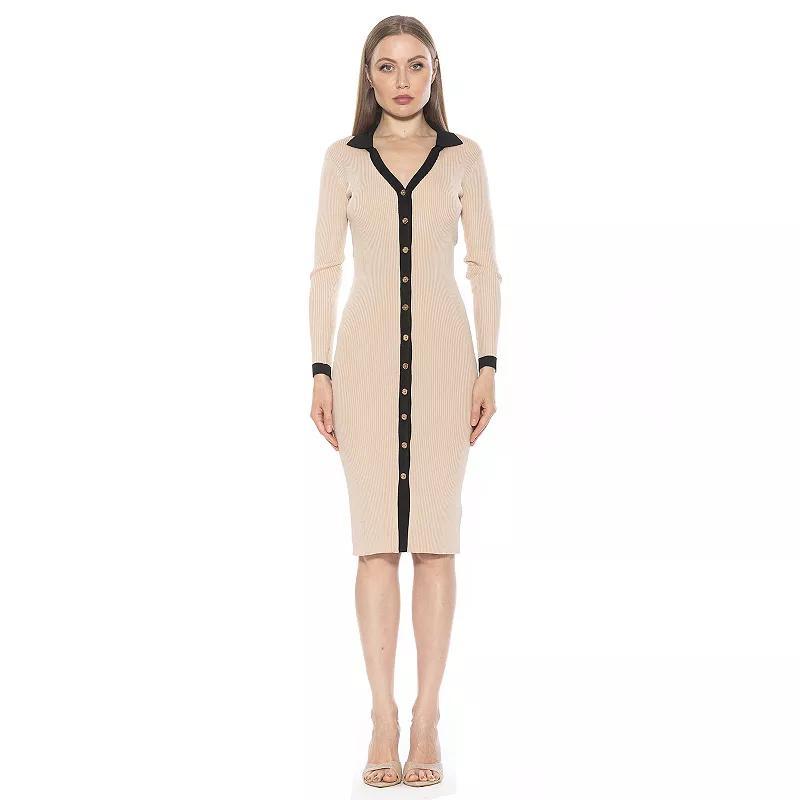 Womens ALEXIA ADMOR Cordelia Long Sleeve Knit Midi Dress Product Image