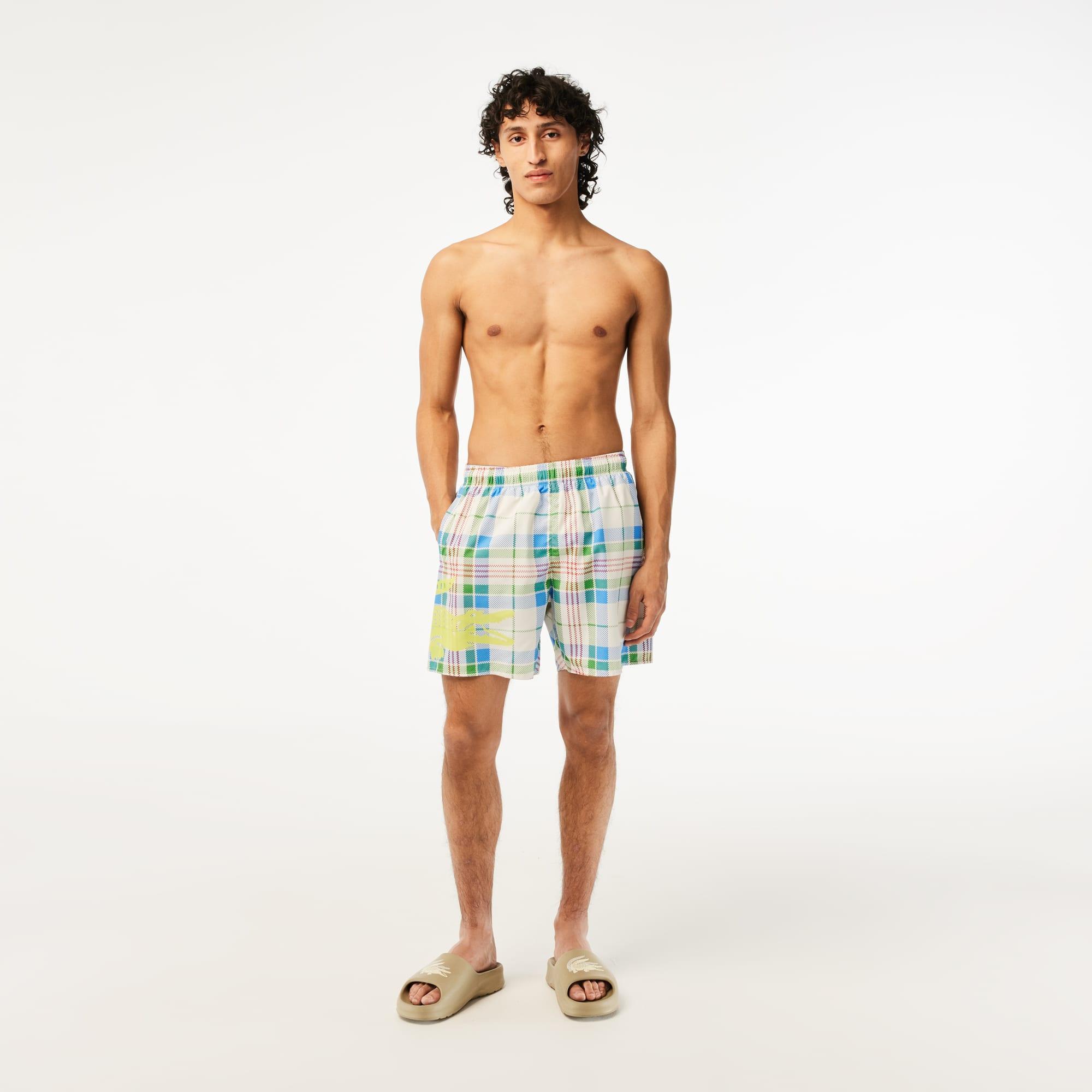 Men’s Quick-Dry Checked Swim Trunks Product Image