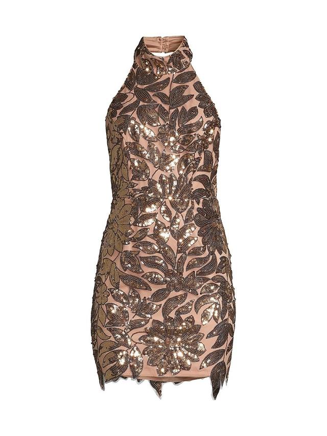 Womens Olivia Sequin Leaf Minidress Product Image