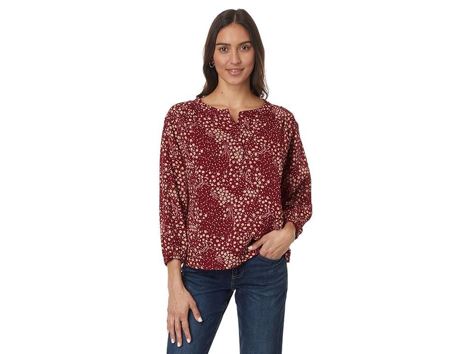 Toad&Co Manzana Long Sleeve Peasant Top (Berry Floral Print) Women's Clothing Product Image