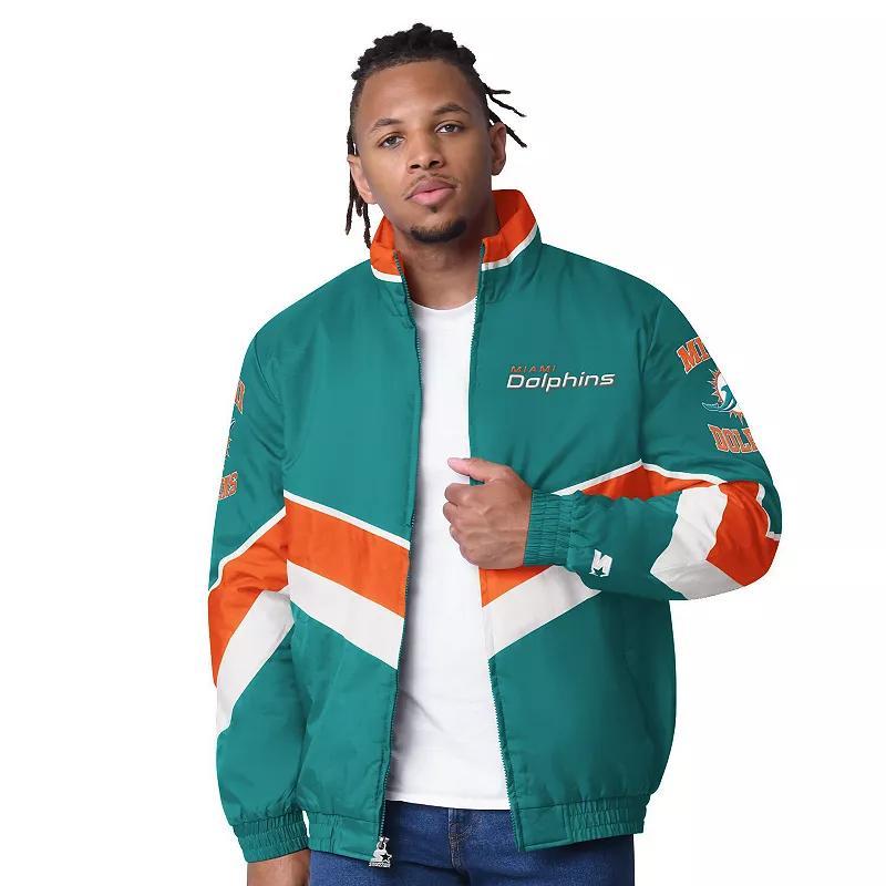 Mens Starter Aqua Miami Dolphins Captain Satin Varsity Jacket Turquoise A Product Image