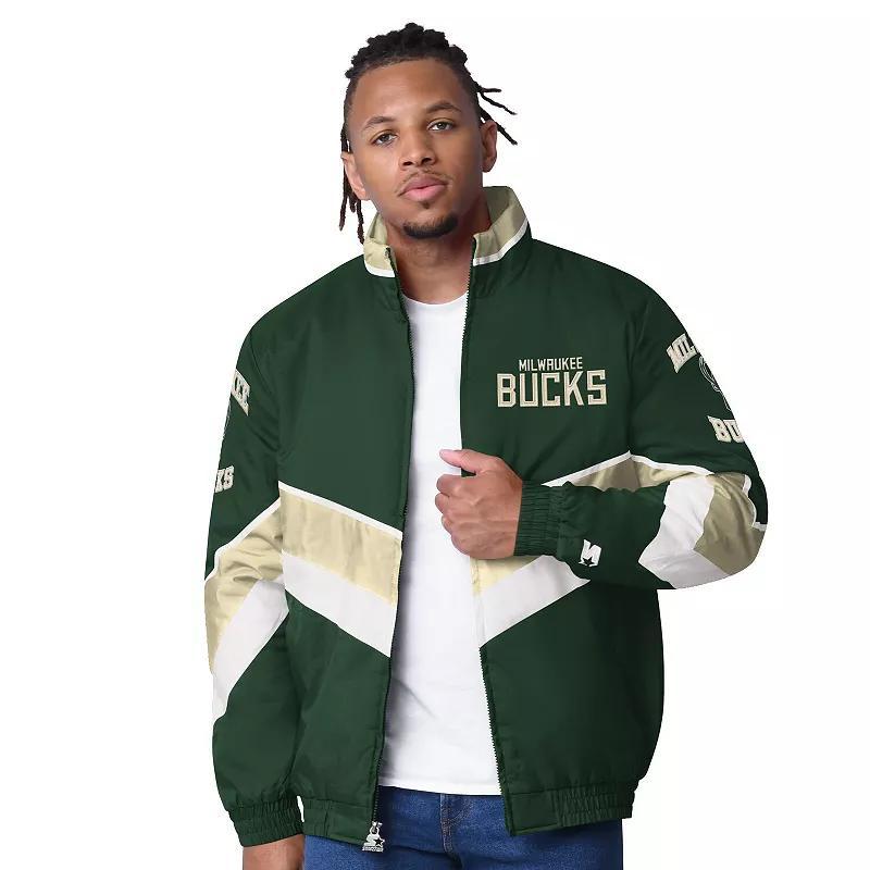 Mens Starter Hunter Green Milwaukee Bucks Captain Oxford Full-Zip Jacket Product Image