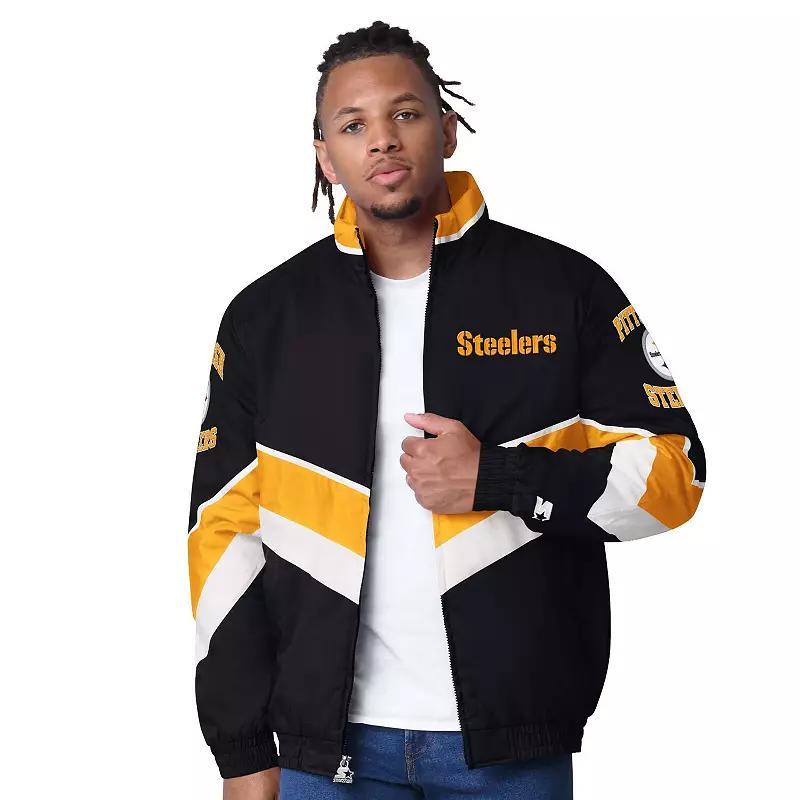 Mens Starter Pittsburgh Steelers Captain Satin Varsity Jacket Product Image