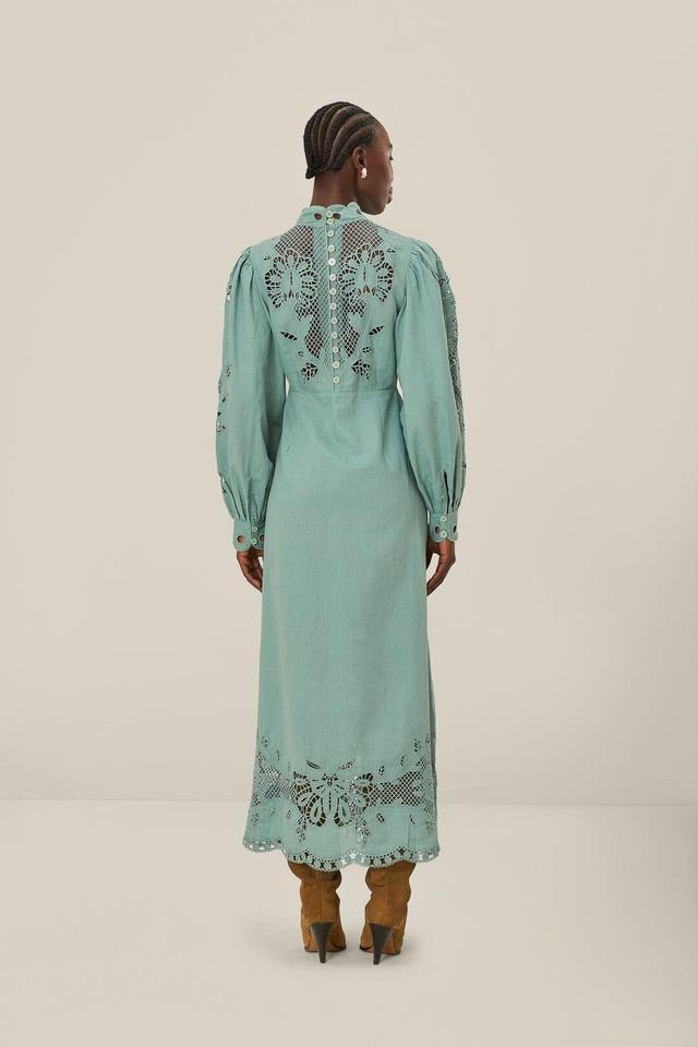 Blue Long Sleeve Midi Dress Product Image