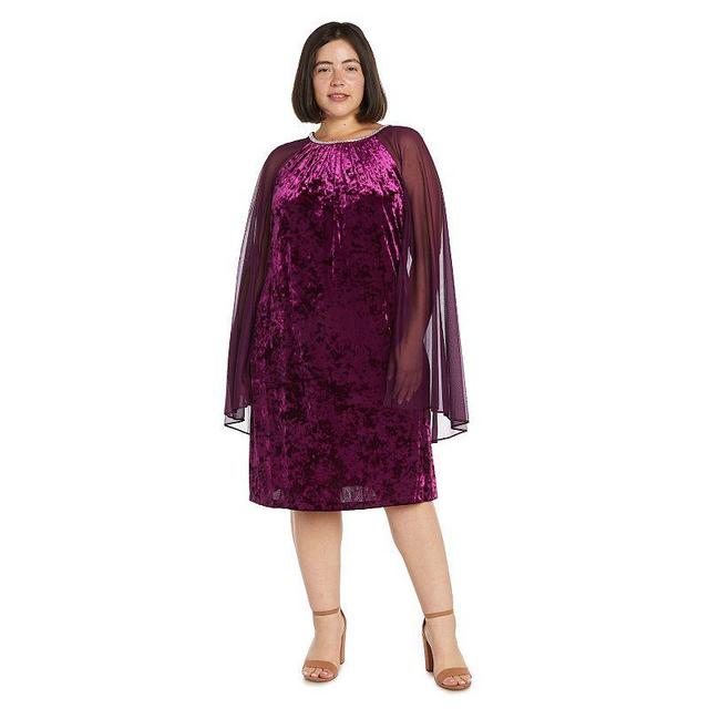 Plus Size R&M Richards Rhinestone Neck Shift Dress with Chiffon Cape, Womens Purple Product Image