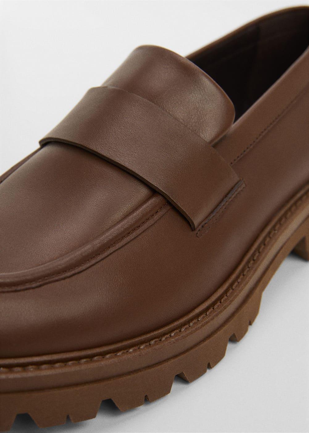 MANGO MAN - Leather moccasin with track sole chocolateMen Product Image