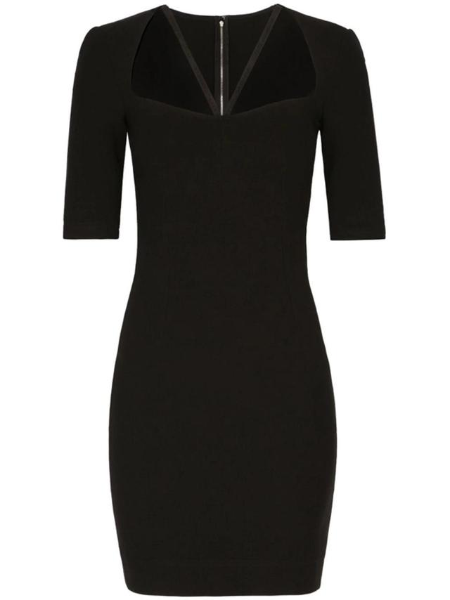 Strappy Half-length Sleeves Minidress In Nero Product Image